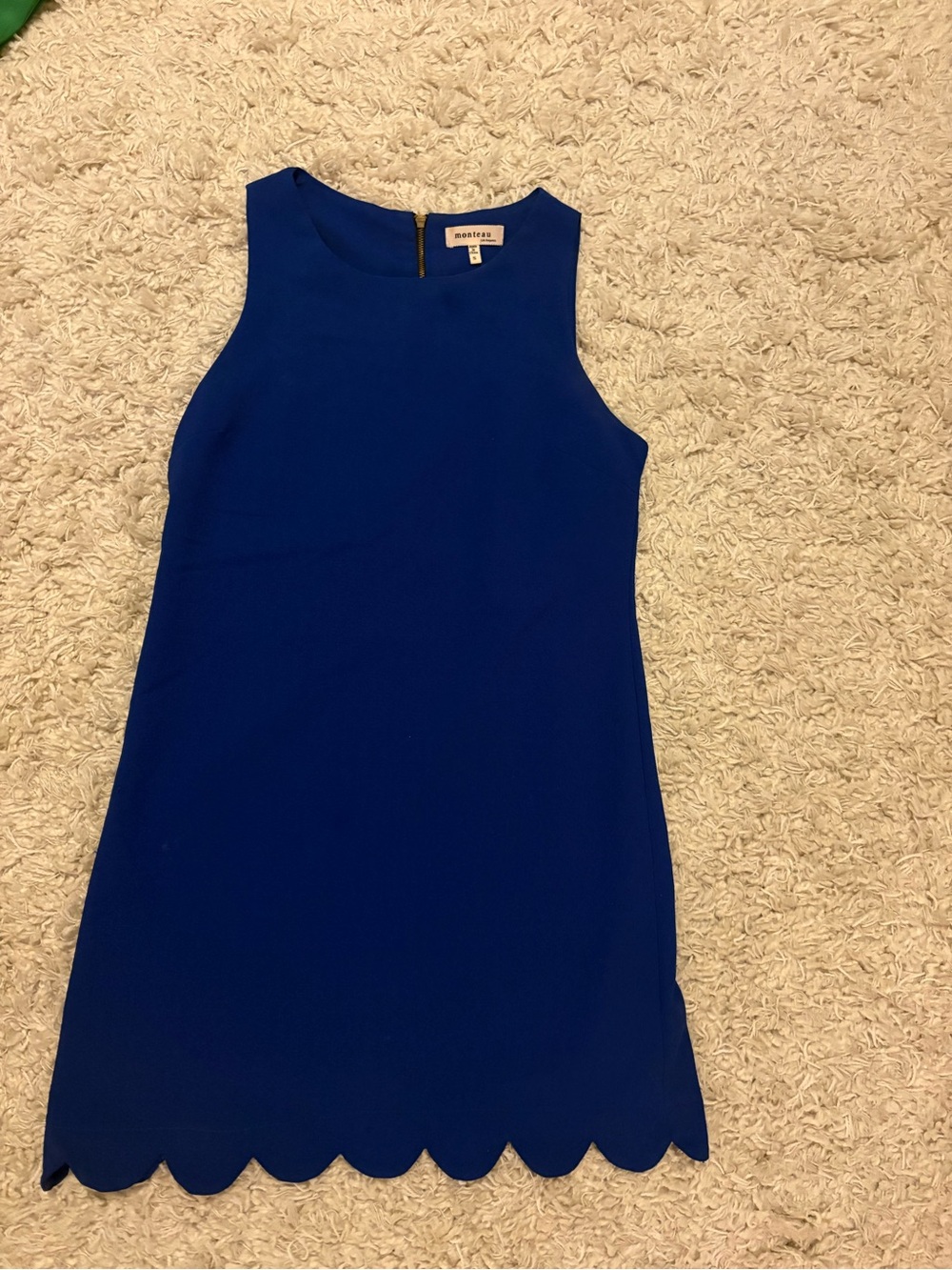 Scalloped Hem Sleeveless Shift Dress in Royal Blue